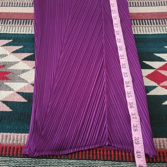 Issey Miyake Pleats Please Purple Pants Size 3 Classic Straight Wide Leg Artsy - Picture 6 of 9